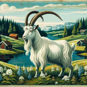 Illustration av en vit get